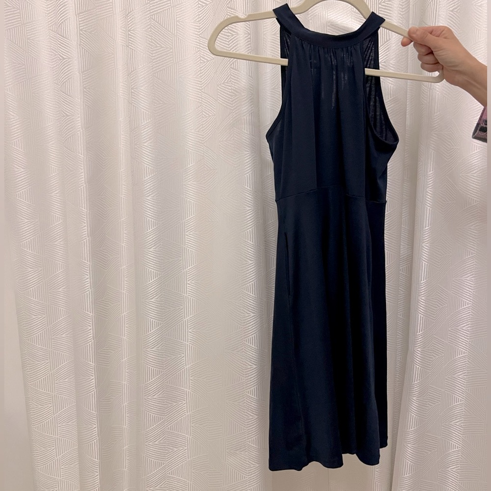 Navy Halter Neck, Tie Back Dress: Gorlya, Size 11-12 Years.